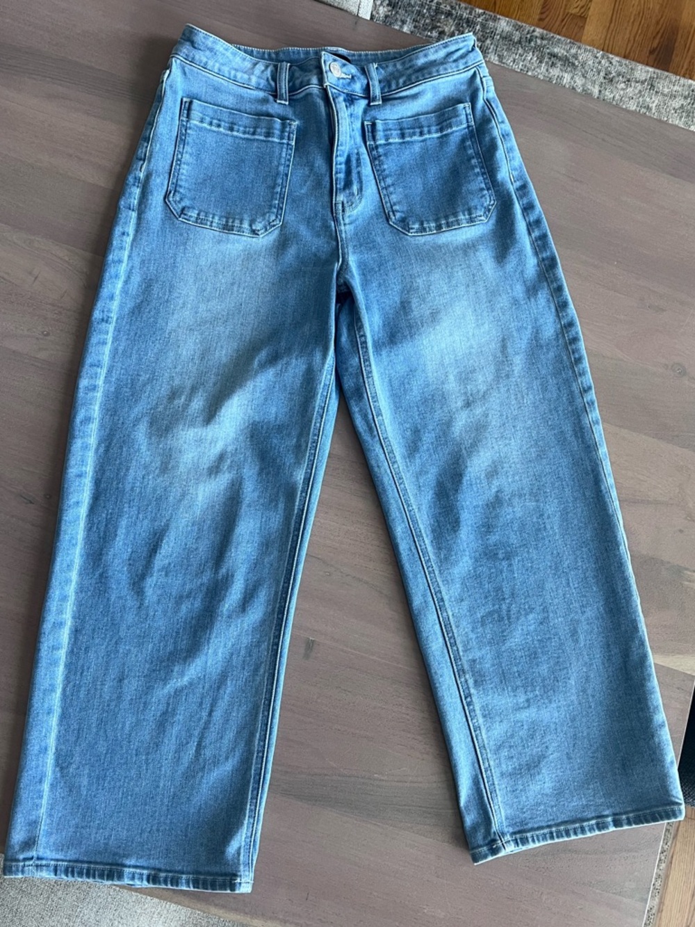 Quince Bella Stretch Patch Pocket Wide Leg Jeans - Picture 4 of 7